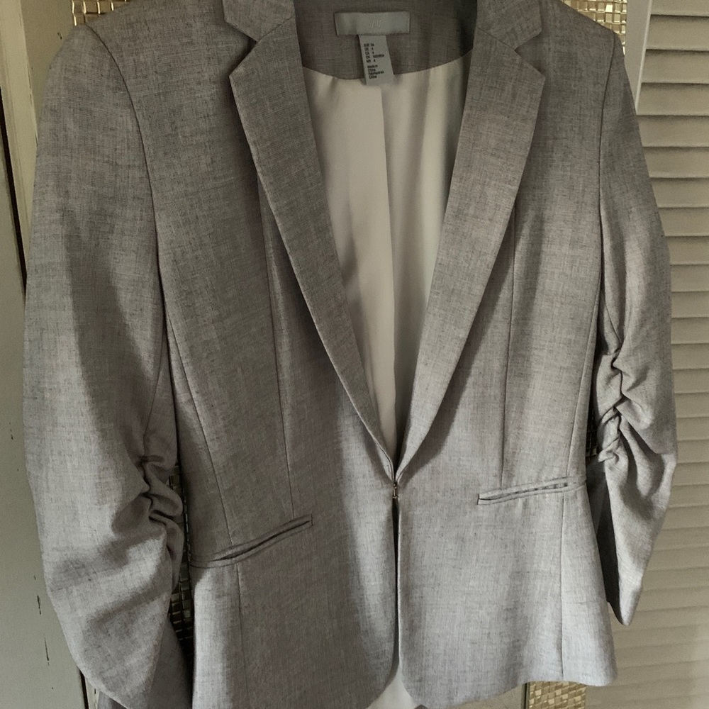 Grey cotton blend blazer